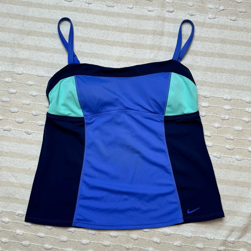 Nike color block blue/teal tankini swim top only size large - Picture 5 of 10